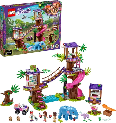 Miniatura 10 de LEGO Friends Jungle Rescue Base 41424 Juguete de construcción para niños, kit de rescate de animales que incluye una casa de árbol de la selva y 2