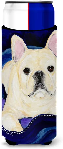 Caroline's Treasures SS8126MUK Bulldog francés Ultra Hugger para latas delgadas puede enfriar la manga Hugger lavable a máquina para bebidas,
