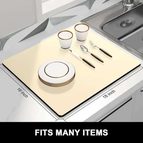 Miniatura 3 de Rnivvi Tapete de secado de platos para encimera de cocina, 16 x 18 pulgadas, bonita almohadilla de secado absorbente resistente al calor con goma