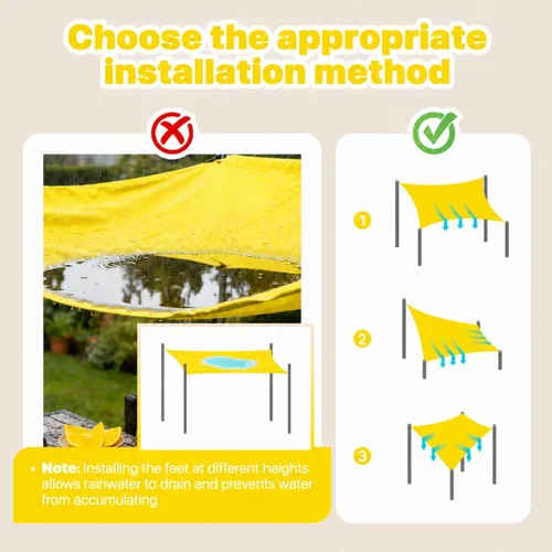 Miniatura 6 de ColourTree Toldo de Sombra Solar de 10' x 20' Tamaño Personalizado Amarillo TADS9.5 Cuadrado Impermeable UPF50 Toldo Parasol Refugio, 95% Bloqueo UV