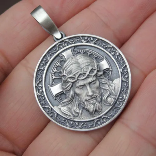 Miniatura 4 de Jesus Christ Pendant Sterling Silver 925 Religious Handmade Jewelry
