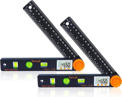 Miniatura 8 de Rainyb Herramienta de Búsqueda de Ángulo Digital de 7 Pulgadas 0-360 Grados con Transportador Digital LED, Niveles de Burbuja Horizontales