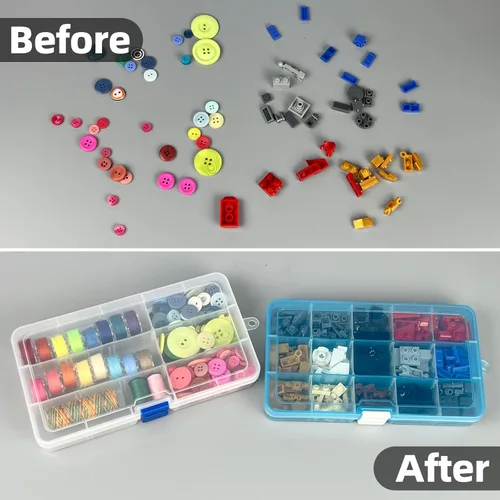 Miniatura 4 de DUOFIRE Recipiente organizador de plástico separador almacenador ajustable compartimento modular con tapa para joyas abalorios aretes herramientas