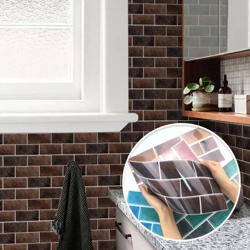 Alwayspon Adhesivo de vinilo con efecto de mármol retro, adhesivo de transferencia de azulejos, adhesivo para salpicaduras de cocina y baño, 12 x 6