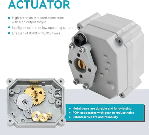 Miniatura 3 de BACOENG Válvula de bola motorizada de 2 vías, Válvula de bola eléctrica de 1 pulgada DN25, Válvula de agua eléctrica de acero inoxidable de 110VAC