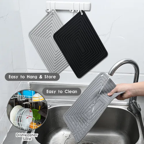 Miniatura 6 de Alfombrilla de silicona blanca para ollas y sartenes calientes, posavasos resistentes al calor, juego de alfombrillas calientes, almohadillas