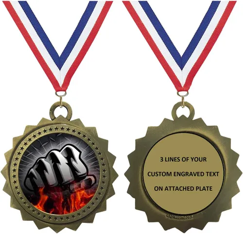Miniatura 12 de Express Medals Various Styles 1 to 50 Pack of Engraved Gold Martial Arts Medals Trophy Award with Neck Ribbon Medal Trophies Gift Prize Karate