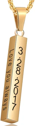 Lam Hub Fong Collar grabado para hombre, collar de oro para mujer, collar personalizado de acero inoxidable con inicial de nombre para hombres y