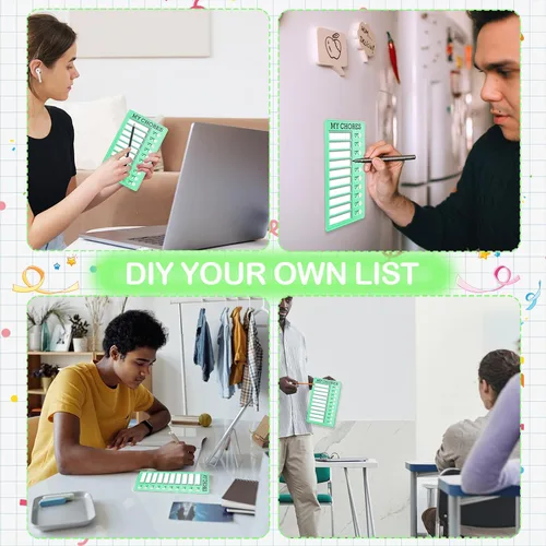 Miniatura 6 de Tabla de tareas borrable para niños con marcadores y gancho de pared, tabla deslizante de tareas de rutina diaria para niños y adultos