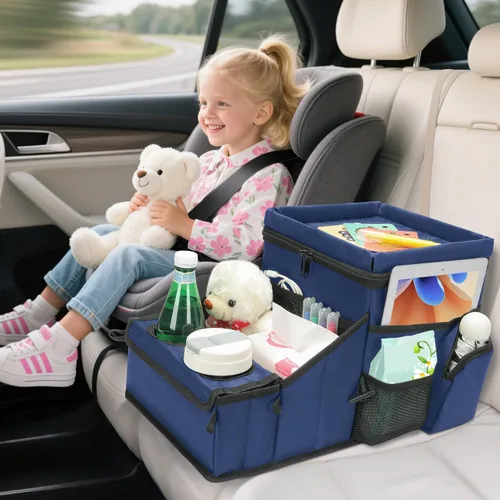 Miniatura 10 de Organizador de automóvil para niños, organizador de asiento trasero para niños y organizador de asiento de pasajero para adultos, enfriador y Negro
