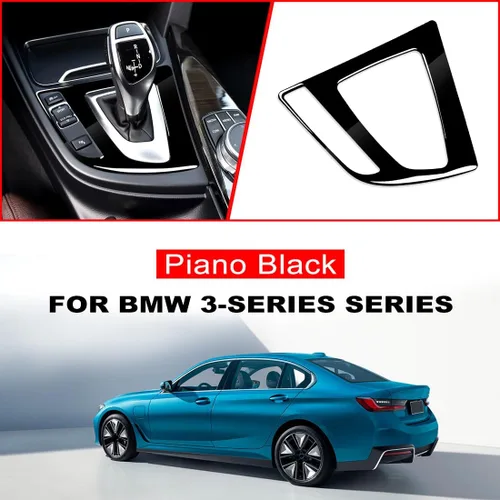 Miniatura 8 de Cubierta del panel de la palanca de cambios del interior del automóvil, accesorios adhesivos para BMW Serie 3 f30 3gt f34 2013-2017 (negro piano)