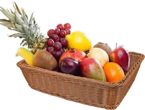Miniatura 3 de Yarlung Paquete de 3 cestas de pan tejidas de ratán sintético, cestas de frutas de mimbre de plástico de 11.8 x 7.8 pulgadas para servir alimentos