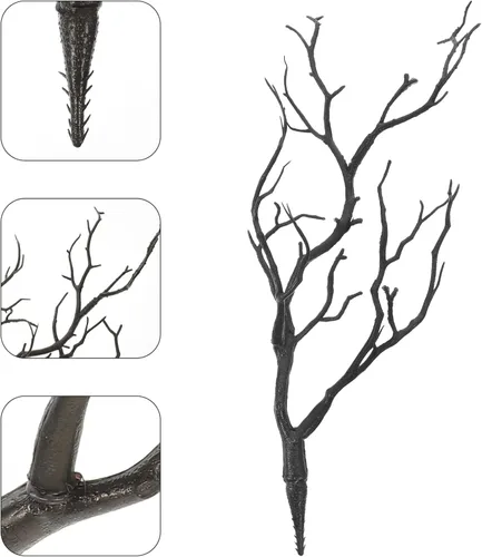 Miniatura 8 de VICASKY 4 ramas de árbol de cornamenta artificial de Halloween de 13.76 pulgadas, rama de asta de bruja artística, ramas decorativas de plantas