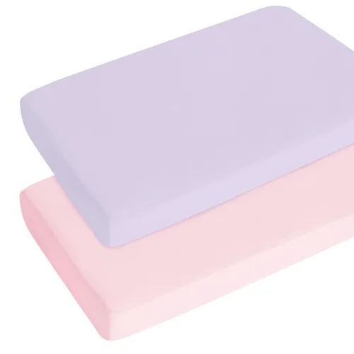 Miniatura 12 de Sábanas de cuna para niña, paquete de 2 sábanas para cuna estándar y colchón de cama infantil, sábana bajera ajustable transpirable y suave