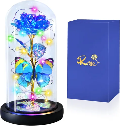 Miniatura 8 de Regalos de Cumpleaños de Rosa Flor de Mariposa Azul - Regalos para Mujeres para Ella Día de San Valentín Día de las Madres Aniversario Navidad