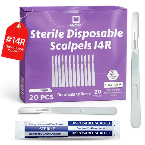 MyMed Bisturíes Dermaplane desechables 14R, maquinillas de afeitar dermaplaning – Paquete de 20 maquinillas de afeitar Dermaplane para la cara de