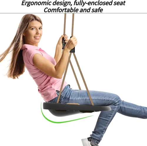 Miniatura 2 de SELEWARE Asiento de columpio resistente para adultos y niños, columpio de árbol con cuerdas a prueba de clima, accesorios para patio trasero