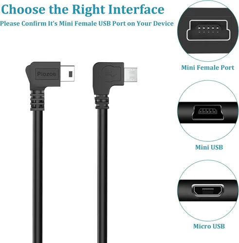 Miniatura 2 de Cable adaptador USB mini hembra a mini/micro macho, cable de carga USB2.0, compatible con Garmin Nuvi GPS, cámara de salpicadero, cámara de espejo