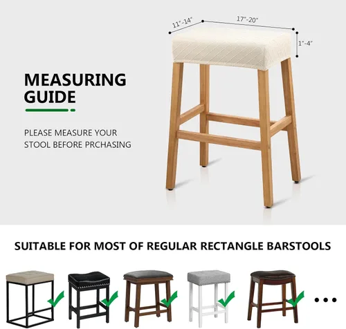 Miniatura 3 de YISUN Fundas de taburete rectangulares, paquete de 2 fundas elásticas impermeables para asiento de silla de montar, taburetes de bar, sillas de bar