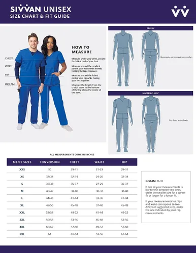 Miniatura 6 de Sivvan Unisex Scrubs - Classic V-Neck Top & Drawstring Pants Scrub Set