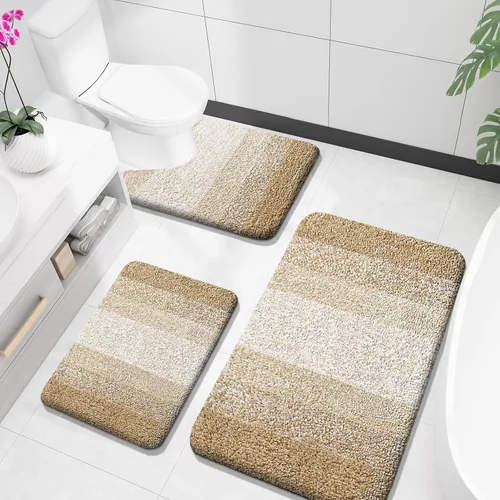 Miniatura 14 de OLANLY Juego de alfombras de baño de 3 piezas, alfombras de baño de microfibra suave y absorbente y alfombra de inodoro de contorno en forma de U