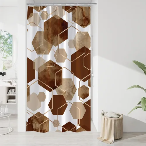 Miniatura 14 de Litabel Juego de cortinas de ducha impermeables, decoración geométrica moderna, de tela abstracta, para baño, 72 x 72 pulgadas Azul