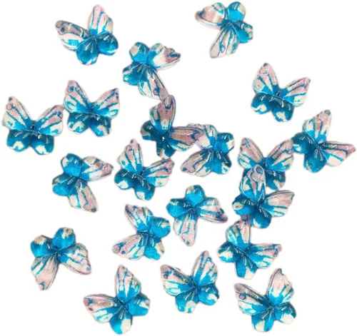 Miniatura 14 de Diamantes de imitación de mariposa con parte trasera plana, 80 unidades de 0.394 pulgadas, dijes de mariposa de resina para uñas, adornos, álbumes