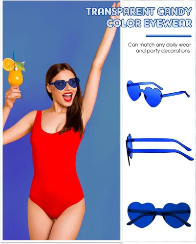Miniatura 3 de Frienda 20 Pairs Heart Shaped Sunglasses Rimless Candy Color Glasses for Women Men Party Favor