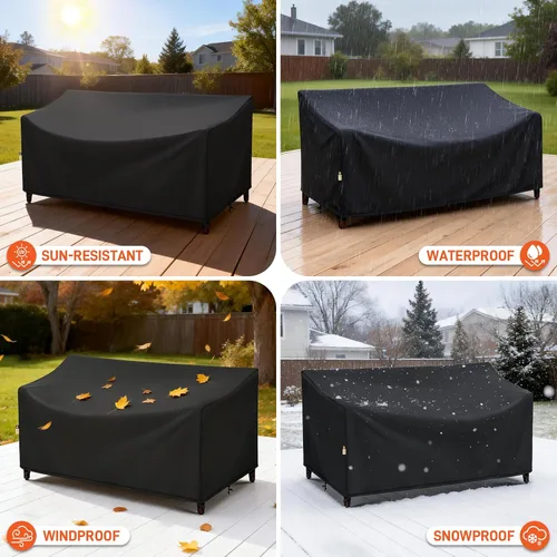 Miniatura 7 de Arcedo Fundas impermeables de 2 plazas para muebles de patio, resistente a la intemperie, funda de sofá para silla de exterior, 54 pulgadas de ancho