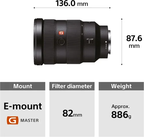Miniatura 8 de Sony Lente de zoom estándar de fotograma completo con montura E Master de 0.945-2.756 in f/2.8 G, ideal para bodas, retratos y trabajo profesional