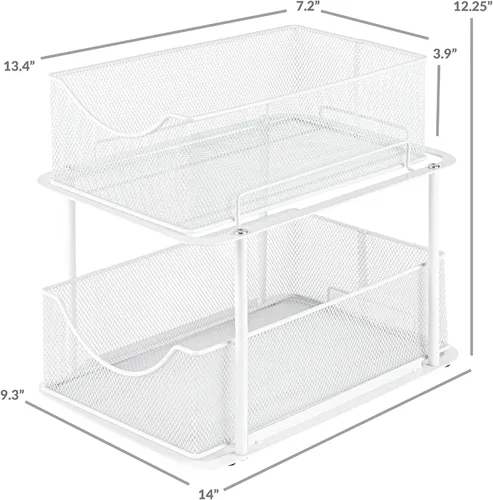 Miniatura 3 de Sorbus Organizadores y almacenamiento de baño de 2 niveles para debajo del fregadero, cajones deslizantes de malla de acero fuerte para un mejor