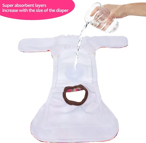 Miniatura 4 de CuteBone - Pañales para perros hembra, 3 unidades reutilizables con un suspender para perritas pequeñas, medianas y grandes, período BDD02S