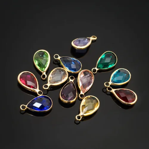 Miniatura 5 de Adabele Colgante de piedra natal de grado A, caída de 11 mm, 14 mm, 16 mm, chapado en oro amarillo de 18 quilates para aretes personalizados