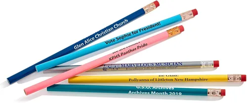 Miniatura 4 de Lápices personalizados con impresión promocional de Pencil Guy, redondos, 144 por caja. ¡19 colores para elegir! Blanco
