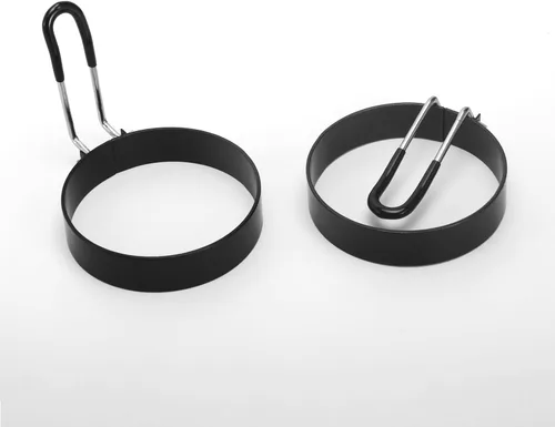 Miniatura 2 de Molde de anillos de huevo de 3.5" con asa de plástico, molde redondo para magdalenas inglesas - moldeador de cocción en plancha para desayunos