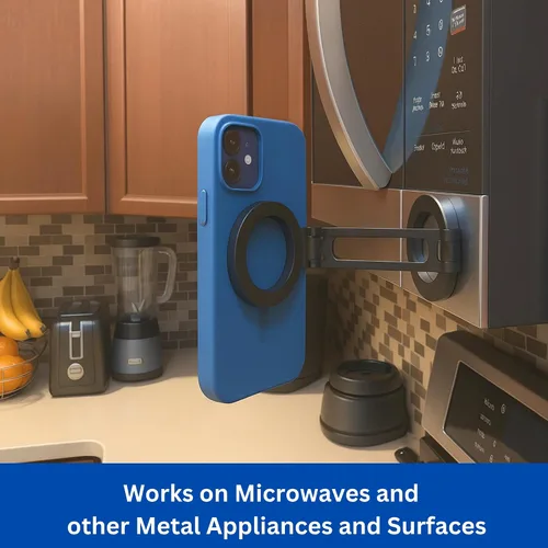Miniatura 6 de Maxby Soporte de teléfono para refrigerador Fuerte soporte magnético con brazo ajustable y rotación de 360° Uso de cocina manos libres