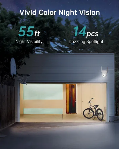 Miniatura 17 de ZUMIMALL - Cámara de seguridad de 3 MP para exteriores - 360° PTZ con seguimiento automático Grabación 24/7 con alimentación por cable, WiFi