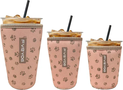 Miniatura 111 de Fundas de neopreno reutilizables aisladas para café helado, fundas para tazas de café helado, fundas para bebidas heladas y calientes
