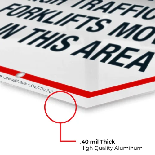 Miniatura 6 de Carretillas elevadoras de área de alto tráfico Look Both Ways Moving in This Area, cartel de peligro de la OSHA, 12 x 12 pulgadas, aluminio 040
