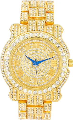Miniatura 12 de Charles Raymond Bling-ed Out Ultimate Hip Hop Royalty Reloj para hombre con número romano de fácil lectura o indicadores de tiempo de diamantes