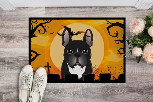 Miniatura 2 de Caroline's Treasures BB1785MAT - Tapete de Halloween con diseño de bulldog francés de 18 x 27 pulgadas, para interiores y exteriores, para entrada