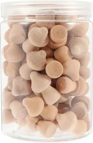 Juego de 60 piezas de hongos de madera naturales sin terminar con formas de hongos, figuras de hongos, mini muñecas de madera para artes y