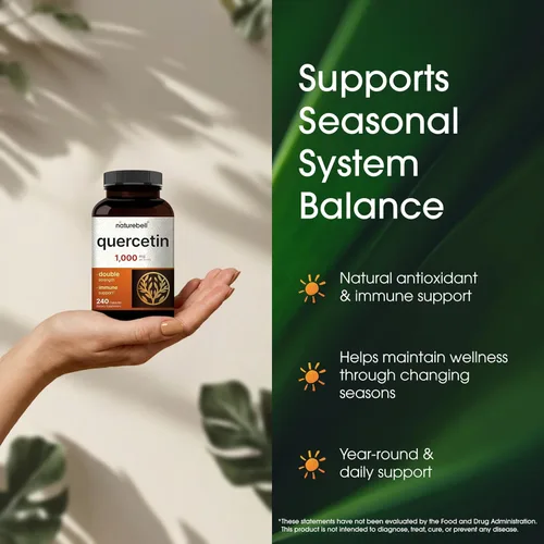 Miniatura 4 de NatureBell Quercetina 1000 mg por porción 240 cápsulas, suplemento de quercetina ultra fuerte Bioflavonoides para un apoyo inmunológico
