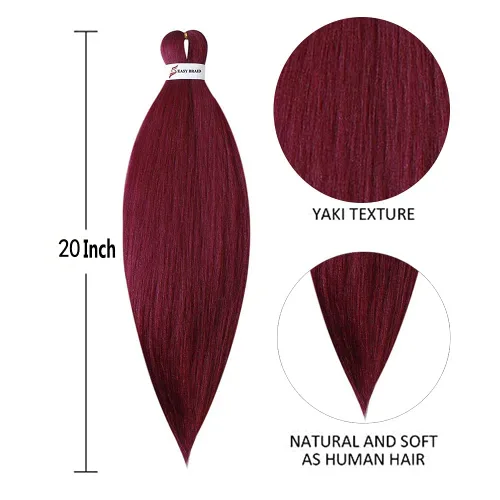 Miniatura 5 de Cabello para trenzar preestirado plateado, 20 pulgadas, 6 paquetes de extensiones de cabello trenzado Ombre preestiradas para mujeres, fibra