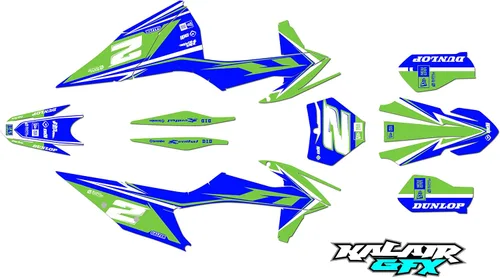 Kit de gráficos para KTM Motocross 4-Stroke 250 SX-F, 350 SX-F y 450 SX-F años 2019, 2020, 2021 y 2022 Razor Series Azul-Verde 16 Mil – Adhesivos de