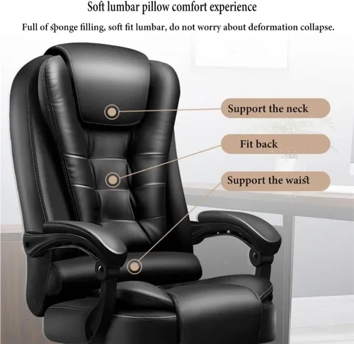 Miniatura 5 de Executive Leather Office Chair Big and Tall Reclining Swivel Desk Chair Adjustable Height with Footrest and Armrest(/Beige)
