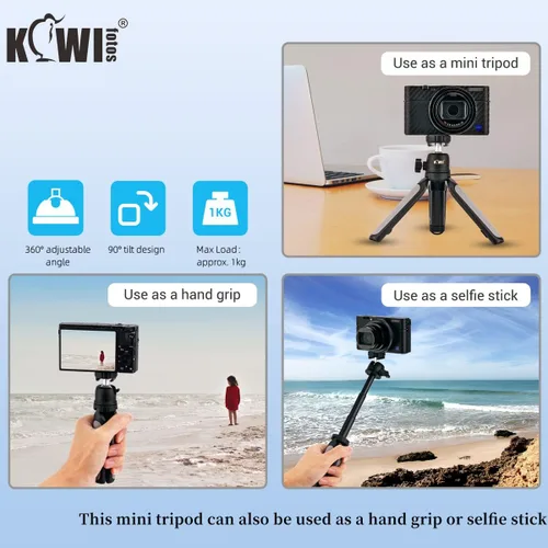 Miniatura 4 de KIWIFOTOS Extensión de trípode para cámara con varilla para selfie para Sony ZV1F ZV1 RX100VII RX100VA A6400 A6300 A6600 Fujifilm X100VI, X100V