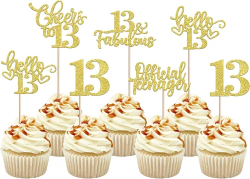 Miniatura 79 de 30 piezas de adornos para cupcakes de 12 cumpleaños feliz, brillantes doce, hola 12, felicitaciones a 12 años, adornos para cupcakes, 12