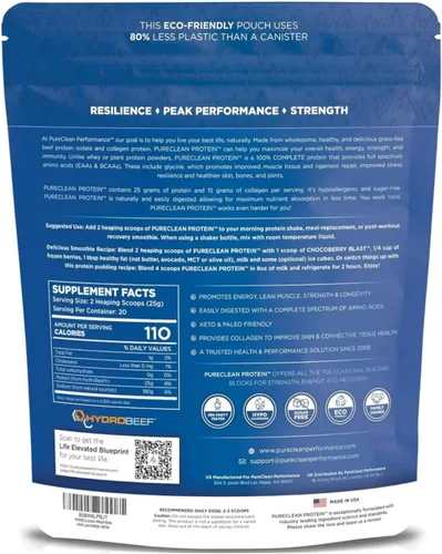Miniatura 2 de Proteína PureClean – 17.64 oz de carne de res + polvo aislado de colágeno Cero rellenos Rico en EAA, BCAA, glicina y prolina para músculos