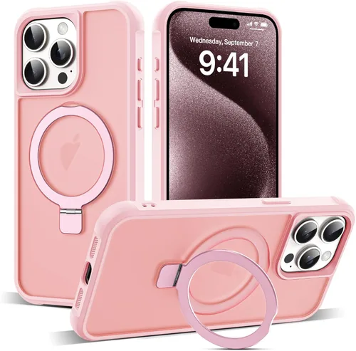 Miniatura 122 de SKYLMW – Funda compatible con iPhone 12 Pro Max y iPhone 13 Pro Max con soporte magnético invisible tipo anillo, fundas translúcidas para teléfonos